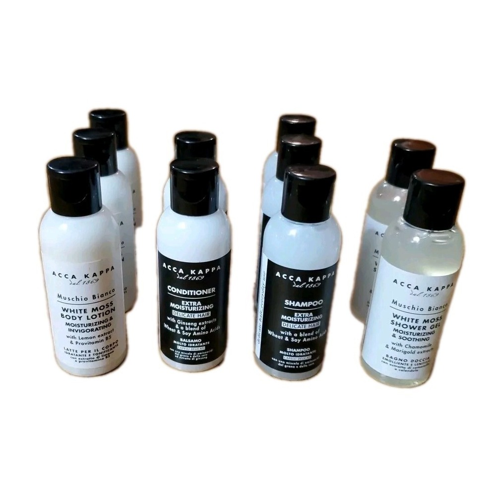 Acca Kappa White Moss Travel Body Wash Lotion Shampoo and Conditioner Lot‎ Of 10